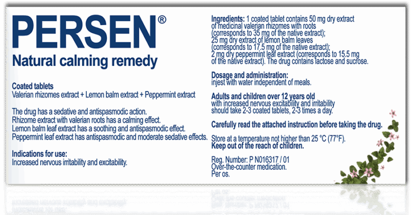 PERSEN ® (VALERIAN, LEMON BALM, PEPPERMINT) — изображение 2